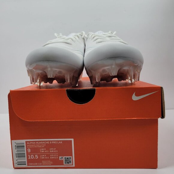 Nike Alpha Huarache 8 Pro Lax Men's White Lacrosse Cleats CW4439-110 US Sz 9 NWB - Picture 2 of 10